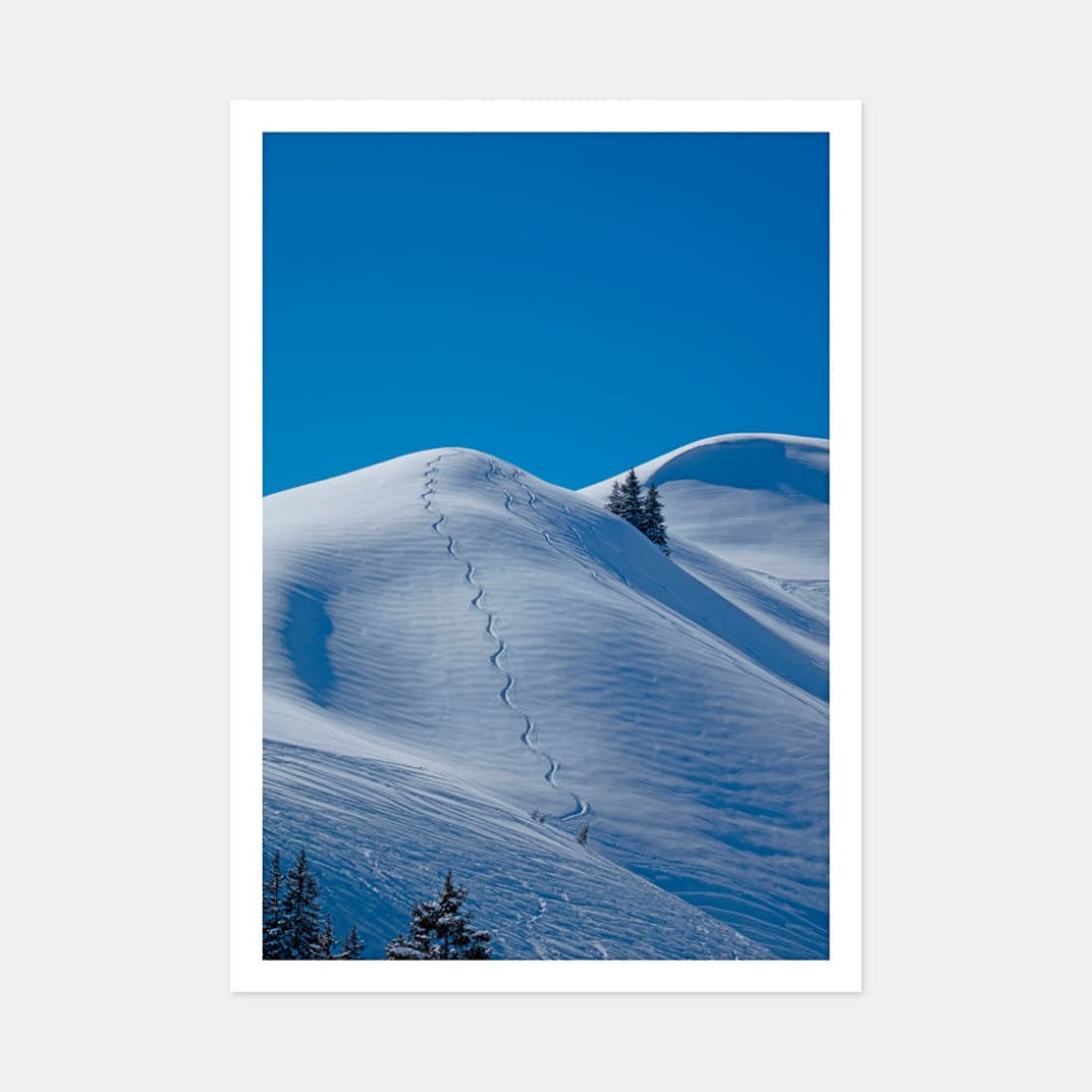 Blue Tracks 2 Mountain Art Print Powderhound London Powderhoundlondon