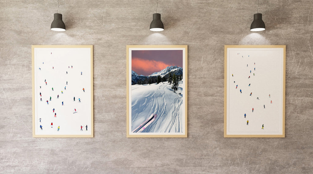 ski art mountain picture on wall