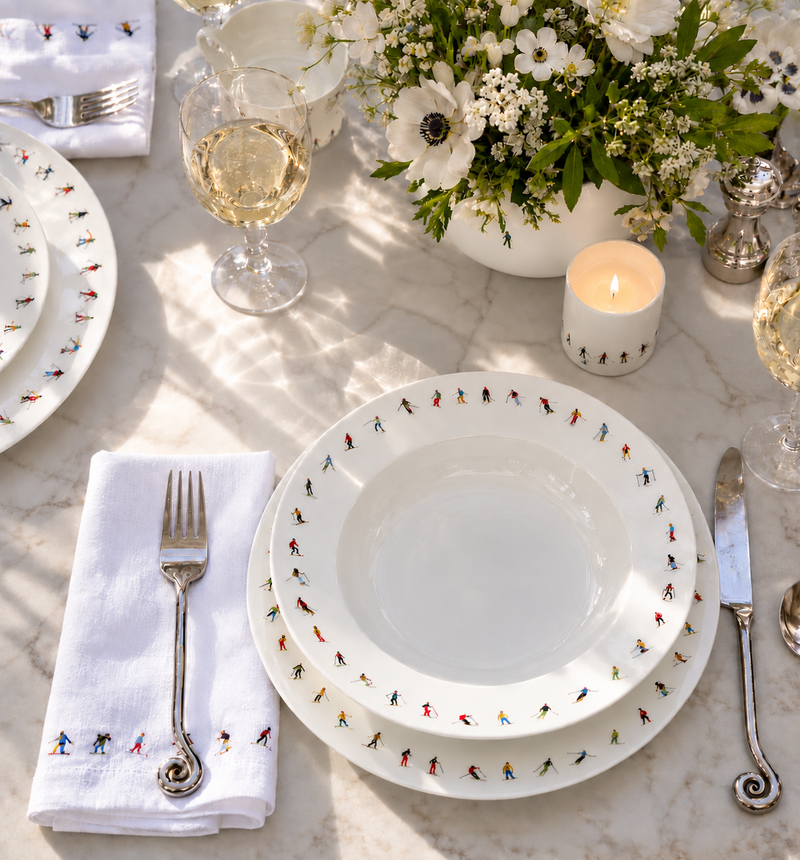 Powderhound Ski Chain Dinner Plate - Set of Four