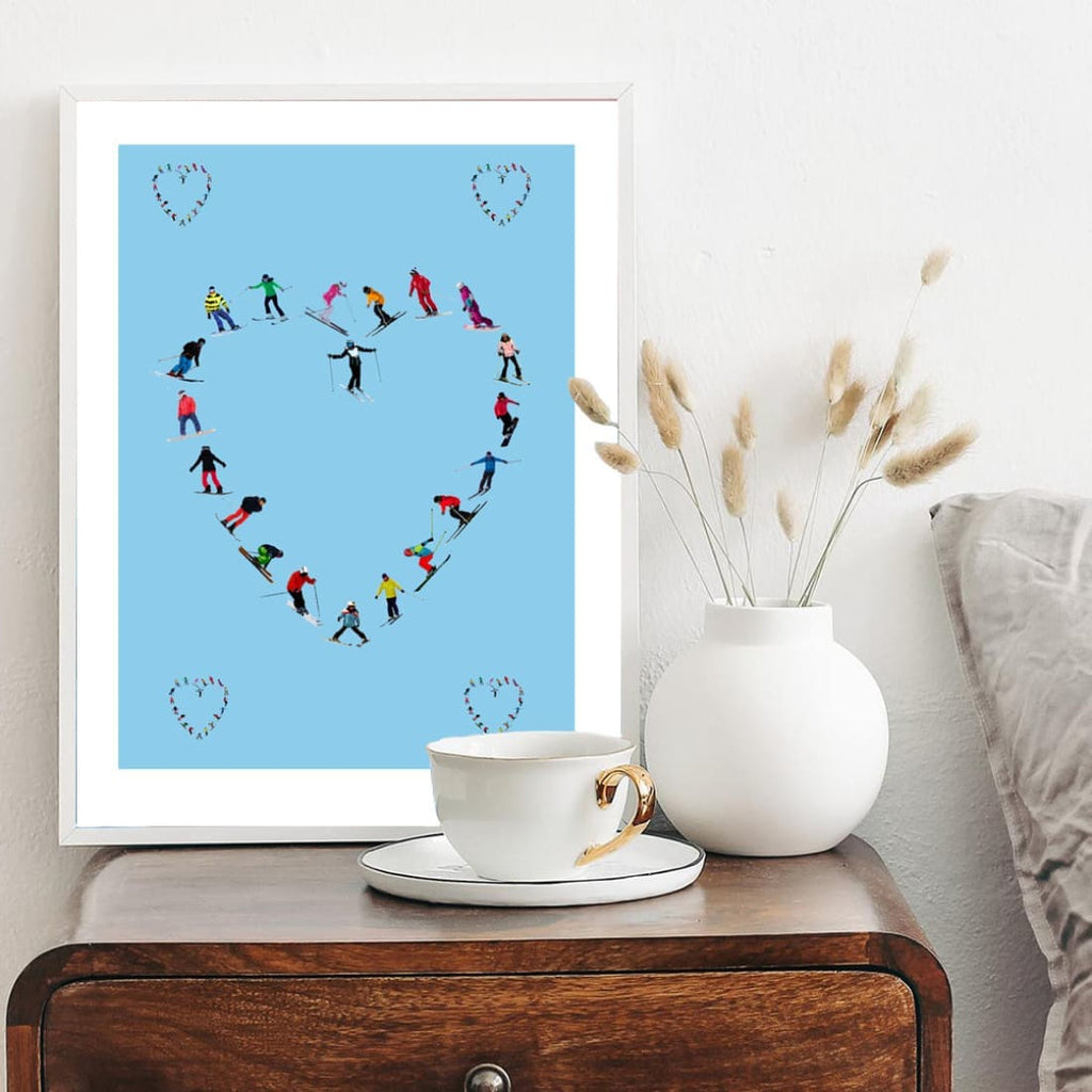 Heart Ski Art Print Powderhoundlondon