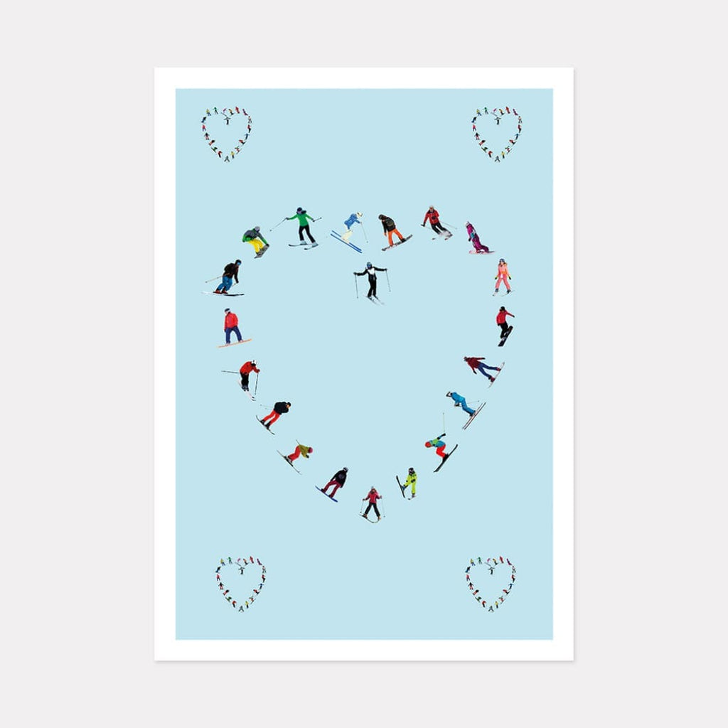 Heart Ski Art Print Powderhoundlondon