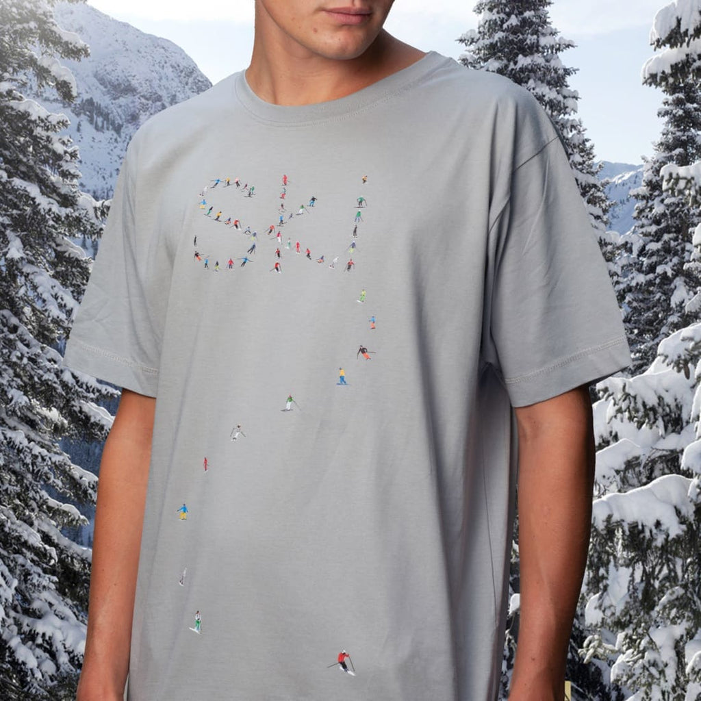Powderhound Unisex Ski T-shirt - Grey Powderhoundlondon