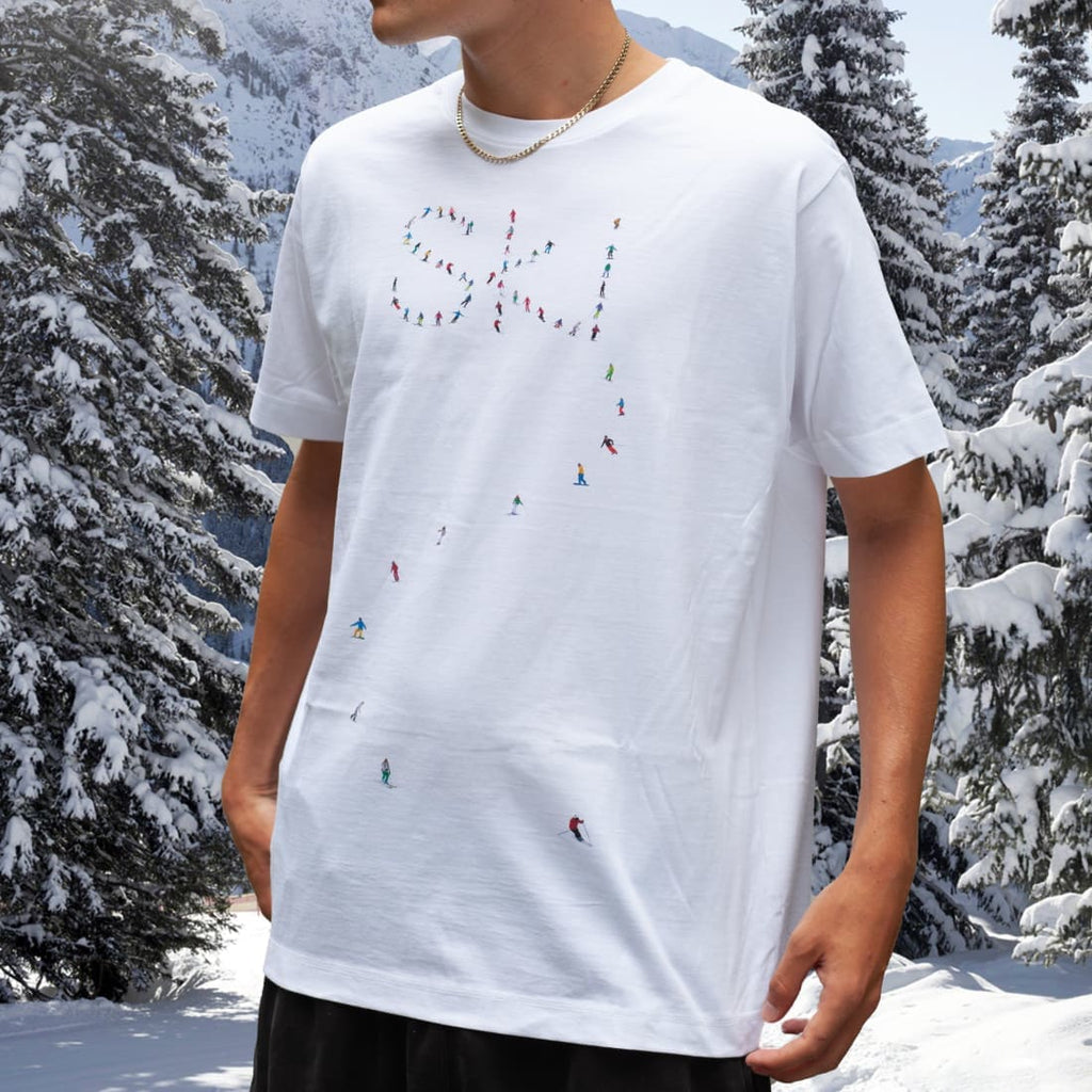 Powderhound Unisex Ski T-shirt - White Powderhoundlondon