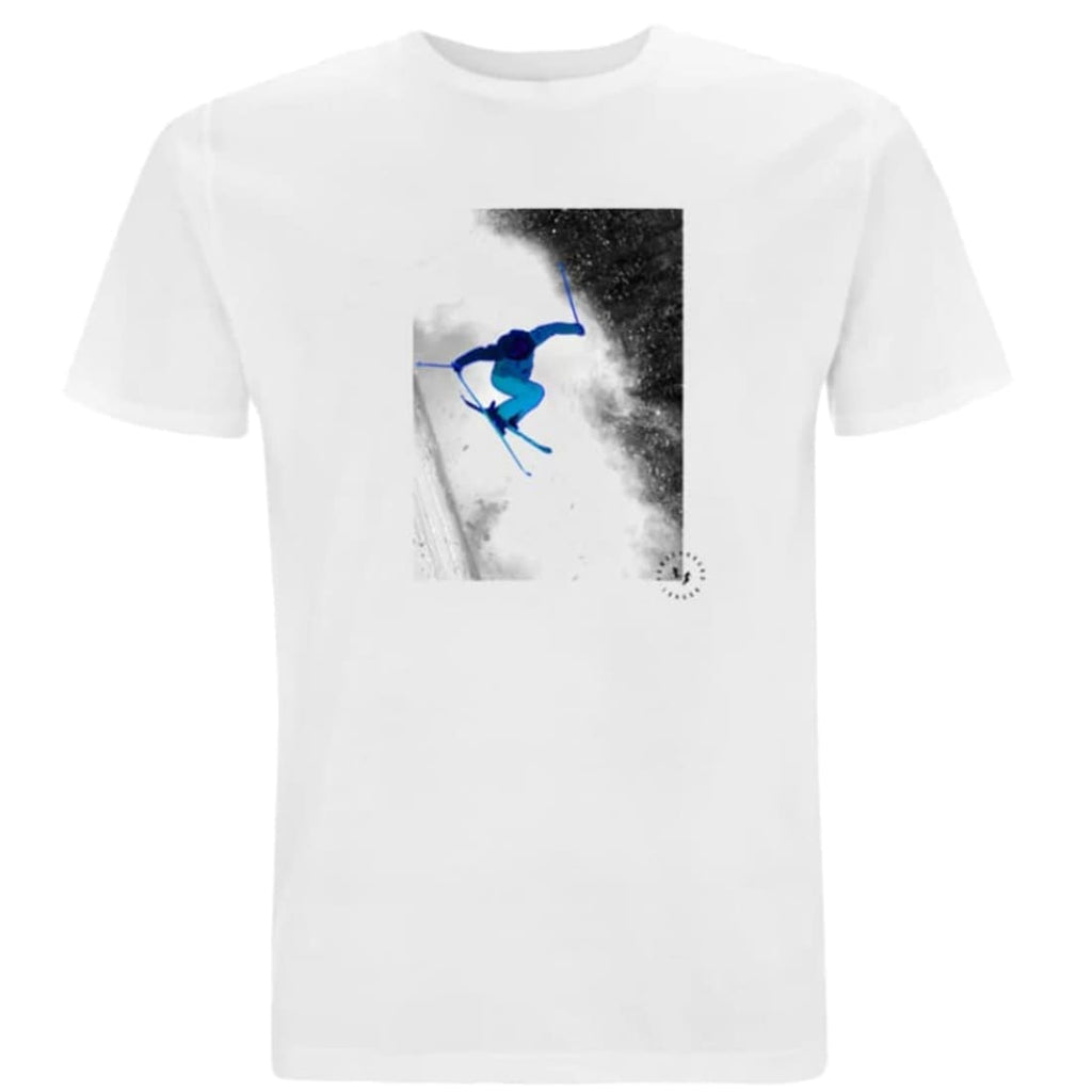 Powderhound Unisex T-shirt, Blue Skier Powderhoundlondon