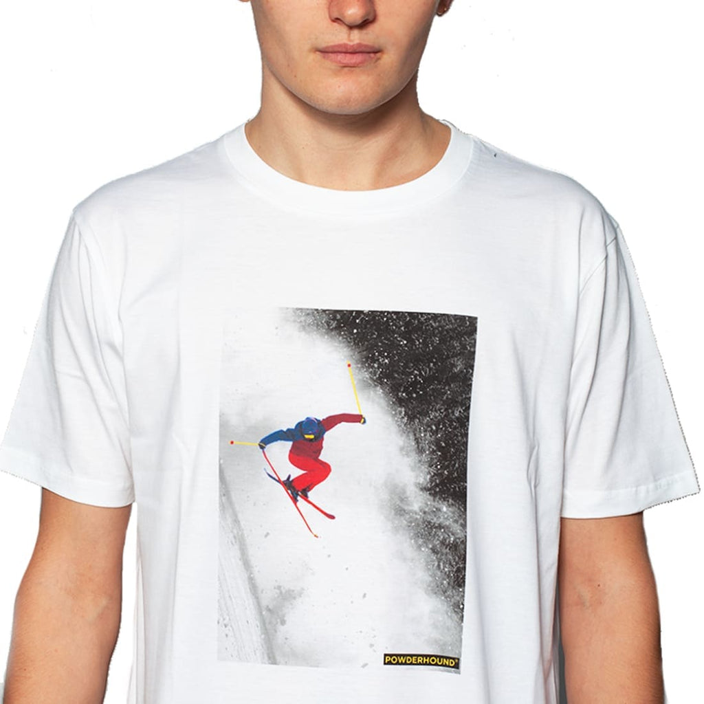 Powderhound Unisex T-shirt, Red Skier Powderhoundlondon