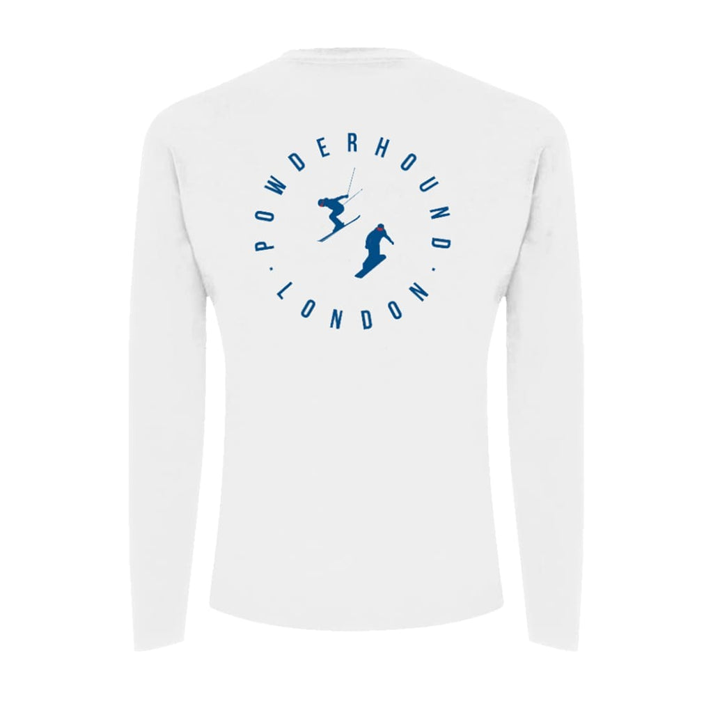 Powderhound White Long Sleeve T-shirt (blue Skier) Powderhoundlondon